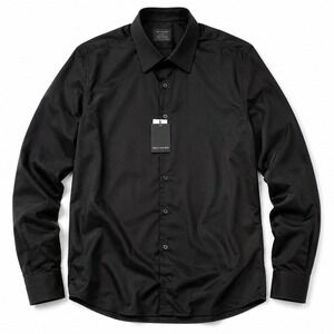 Bellissimo Modern Fit Dress Shirt Black Men's 18 Tall XXL NWT Long Sleeve